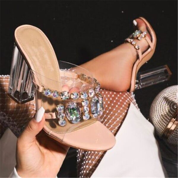 Crystals embellished Transparent Heel Sandals