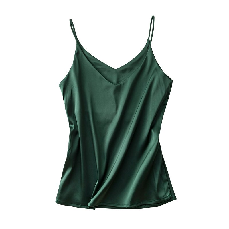 V neck Silk Spaghetti strap Tops