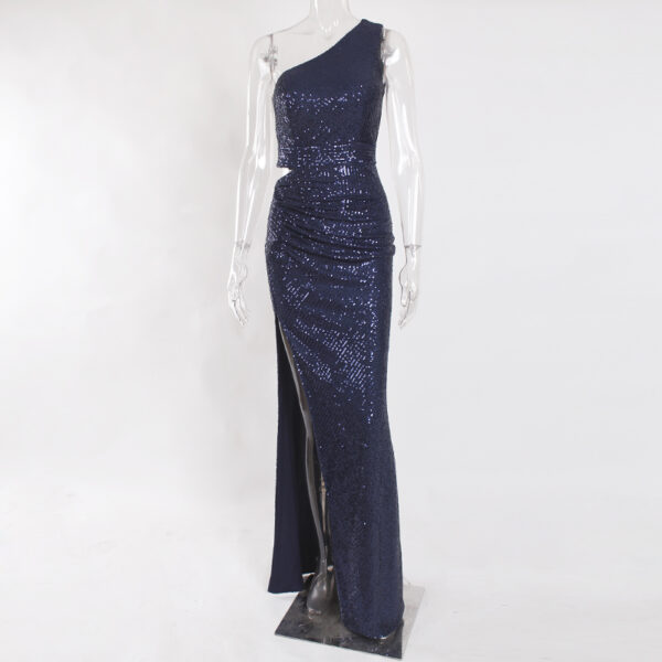 One shoulder cut out Sequin Gown