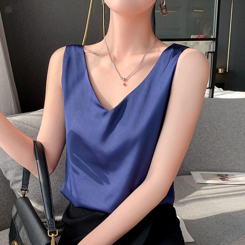 Sleeveless Silk Tops
