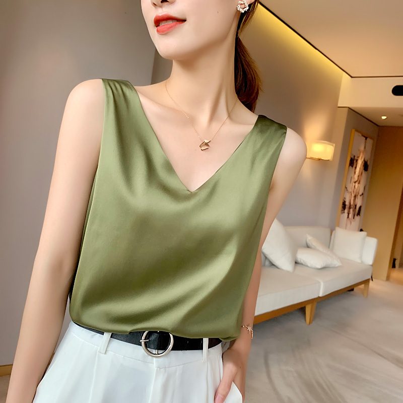 Sleeveless Silk Tops