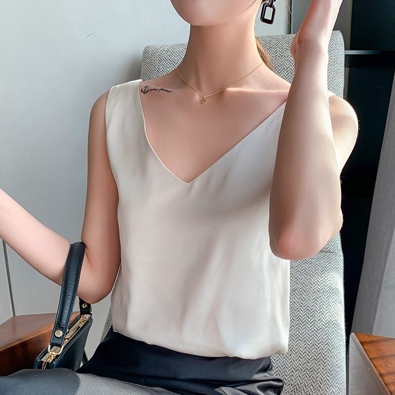 Sleeveless Silk Tops