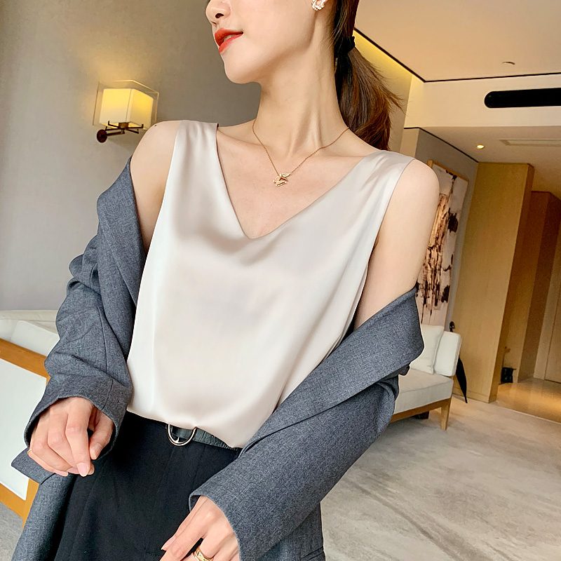Sleeveless Silk Tops