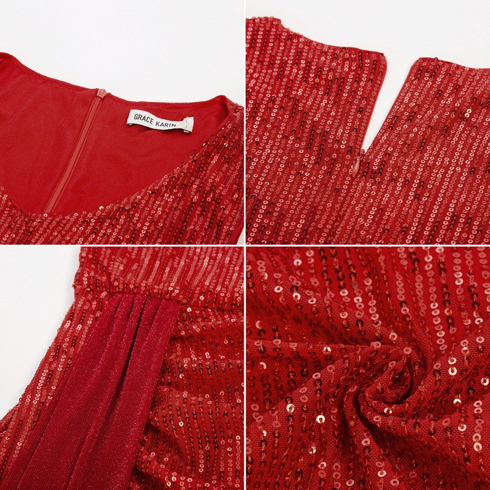 Side Wrap Down Mini Sequin Party Dress