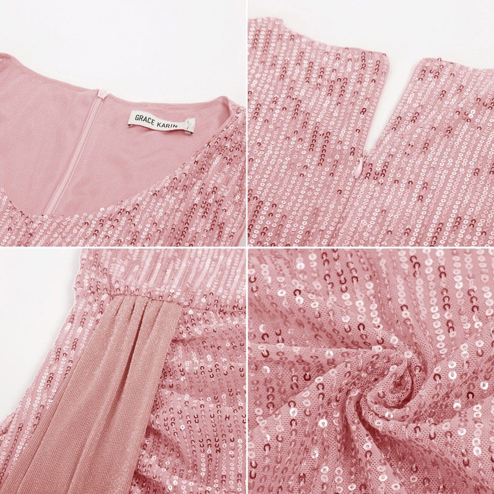 Side Wrap Down Mini Sequin Party Dress