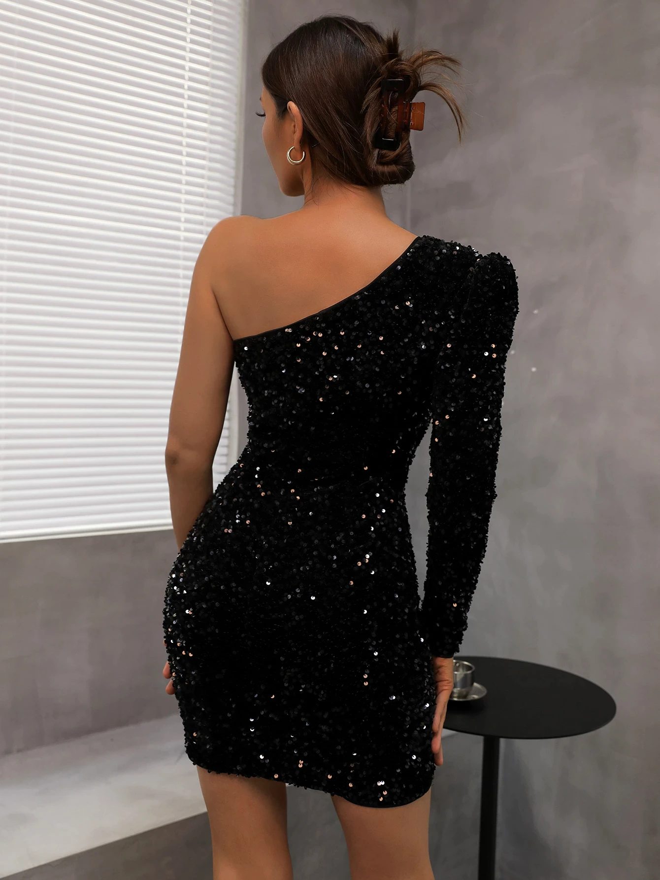 One Shoulder Velvet Wrap Party Dress