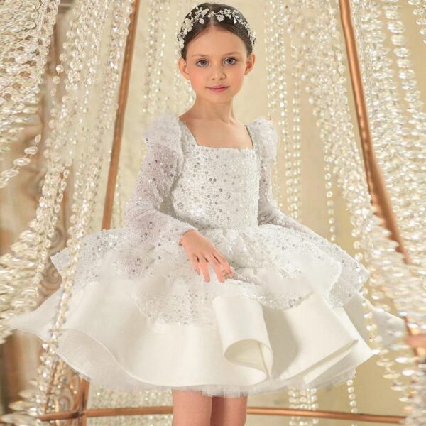Sequins and Beads White Princess Dress