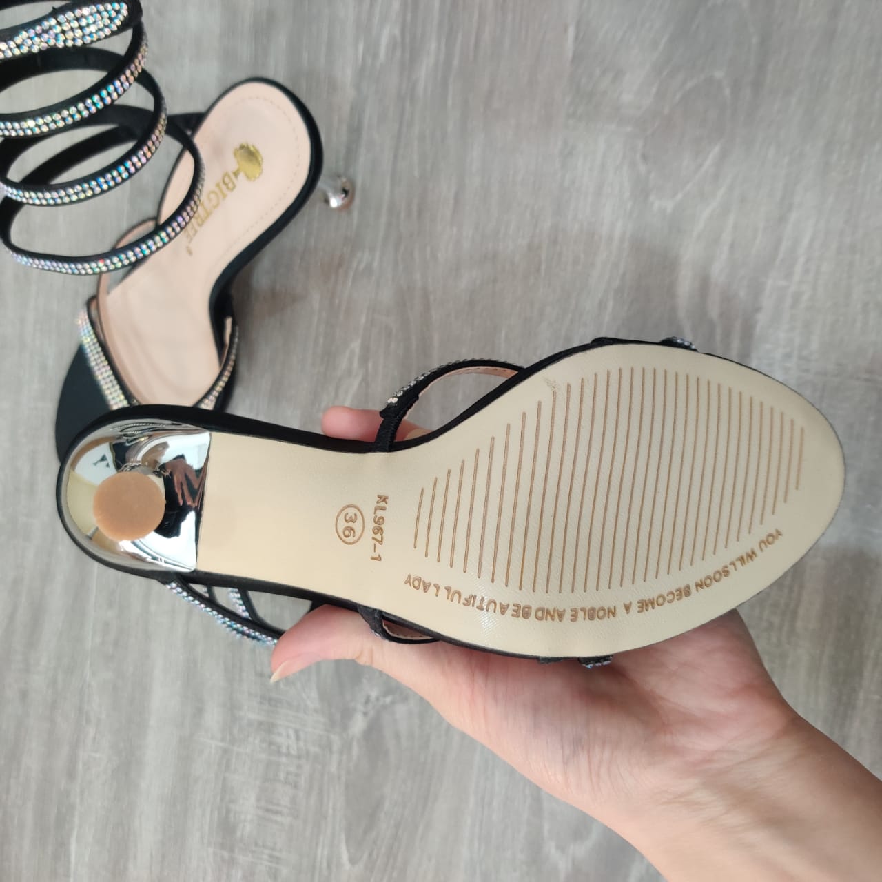 Rhinestones Embellished Spiral Heel Sandal