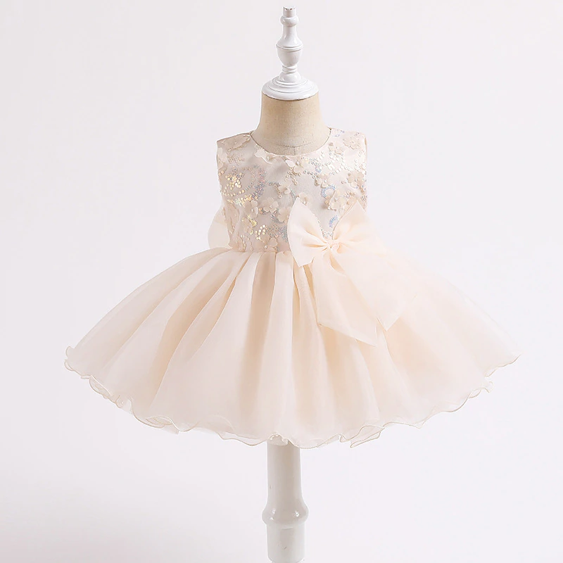 Sleeveless Sequins and Flower Organza Dress