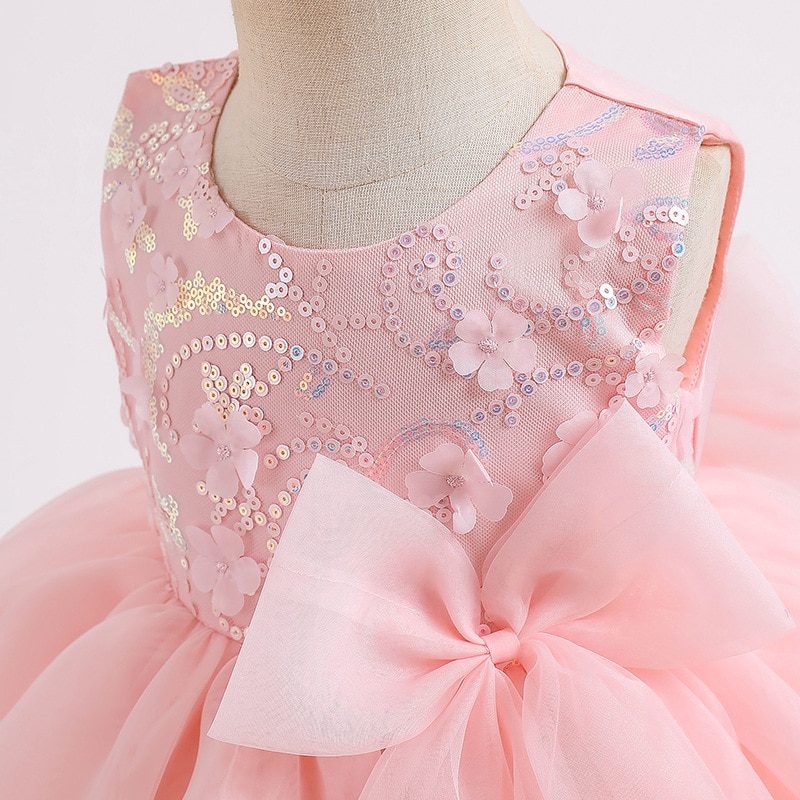 Sleeveless Sequins and Flower Organza Dress