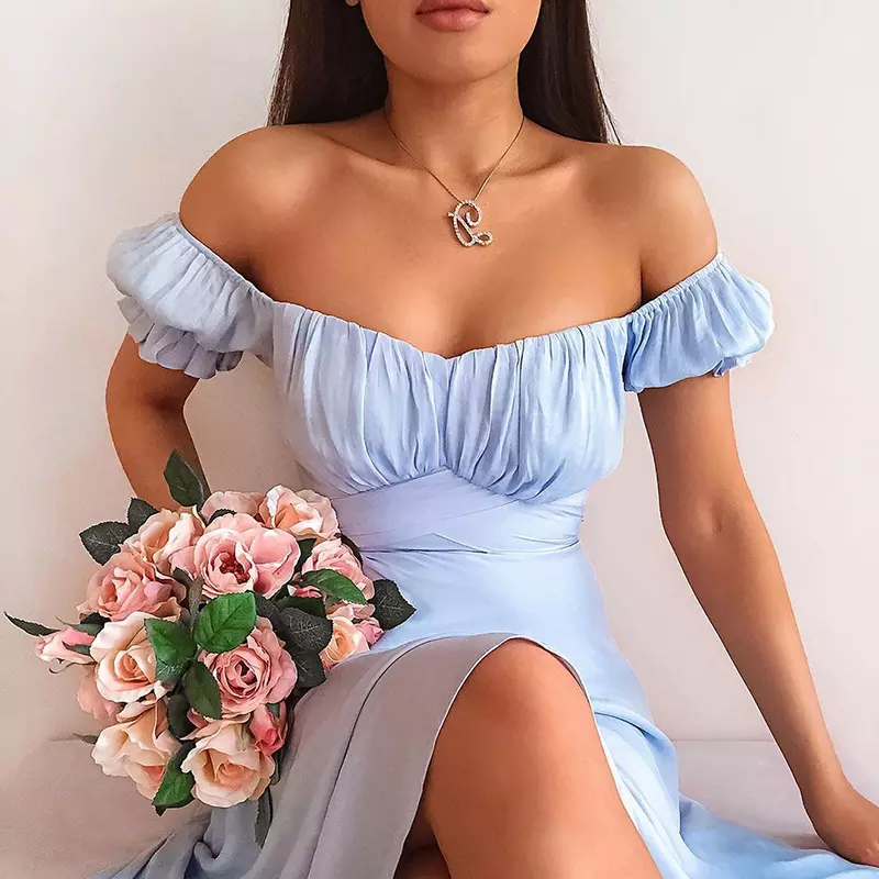 Off Shoulder Delicate Chiffon Summer Dress