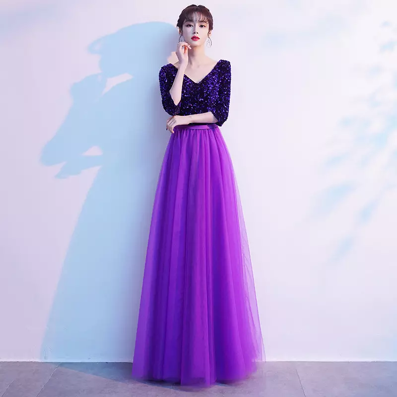 Sequin Top Mesh Bridesmaid Dress