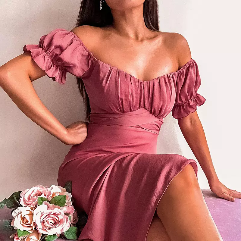 Off Shoulder Delicate Chiffon Summer Dress