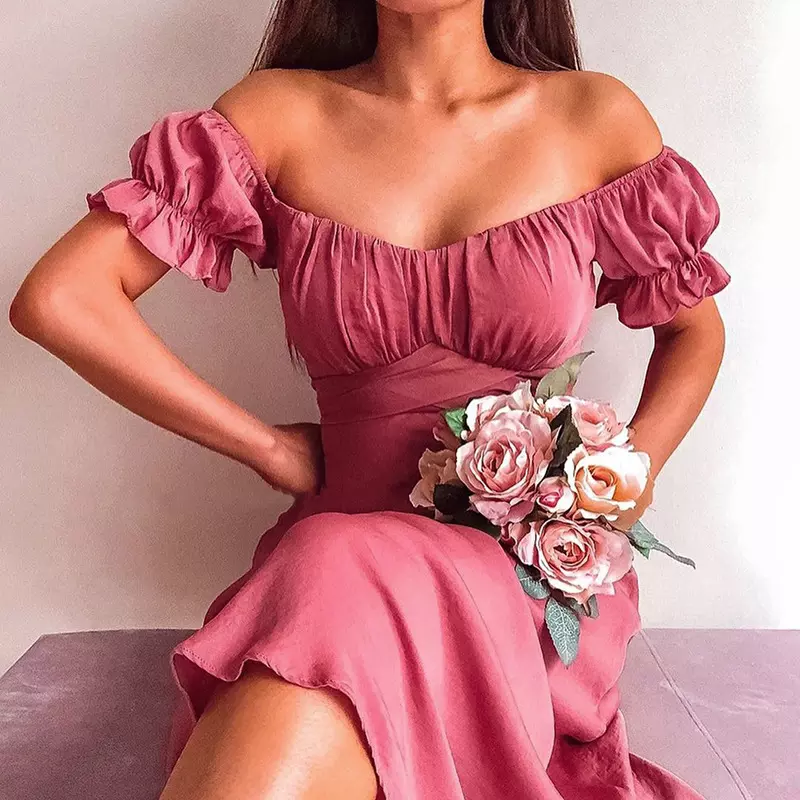 Off Shoulder Delicate Chiffon Summer Dress