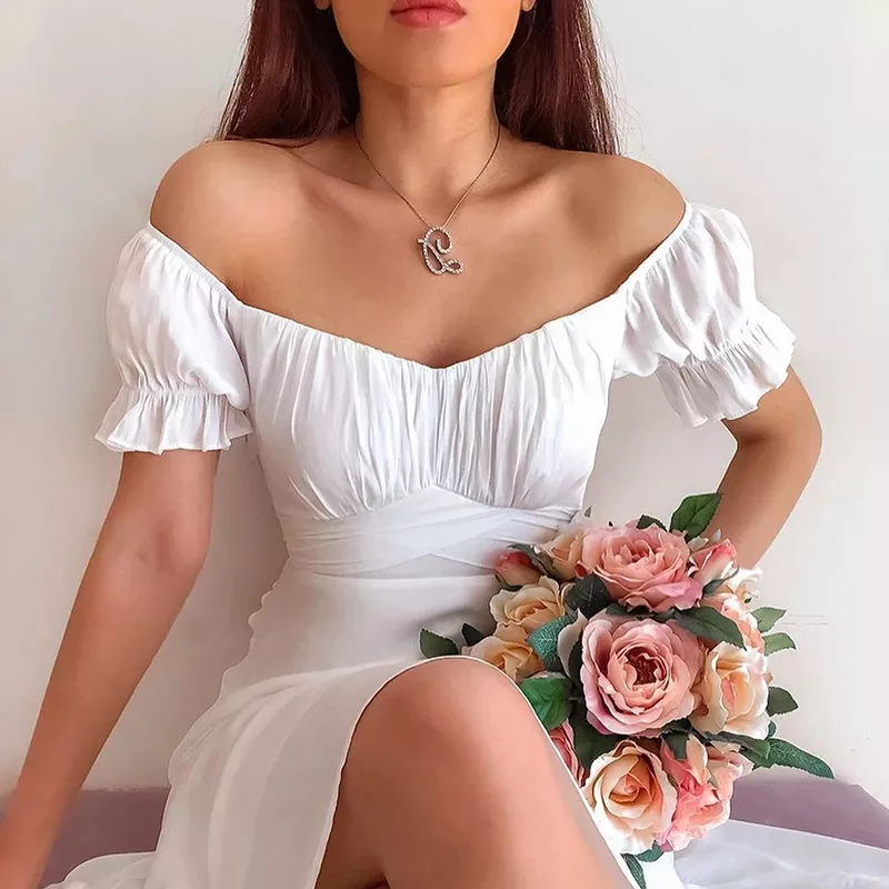 Off Shoulder Delicate Chiffon Summer Dress