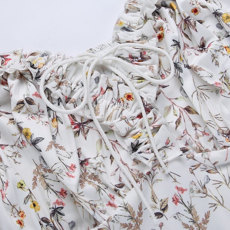 Off Shoulder Summer Floral Side Slit Dresses