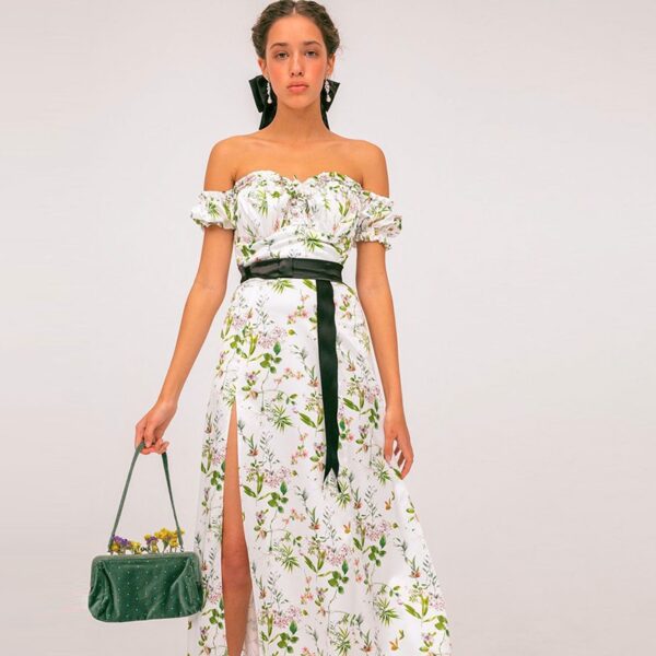 Off Shoulder Summer Floral Side Slit Dresses