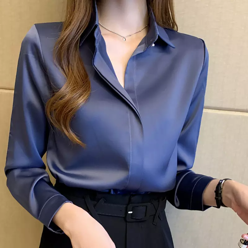 Silk Satin Long Sleeves Chic Shirt Blouse