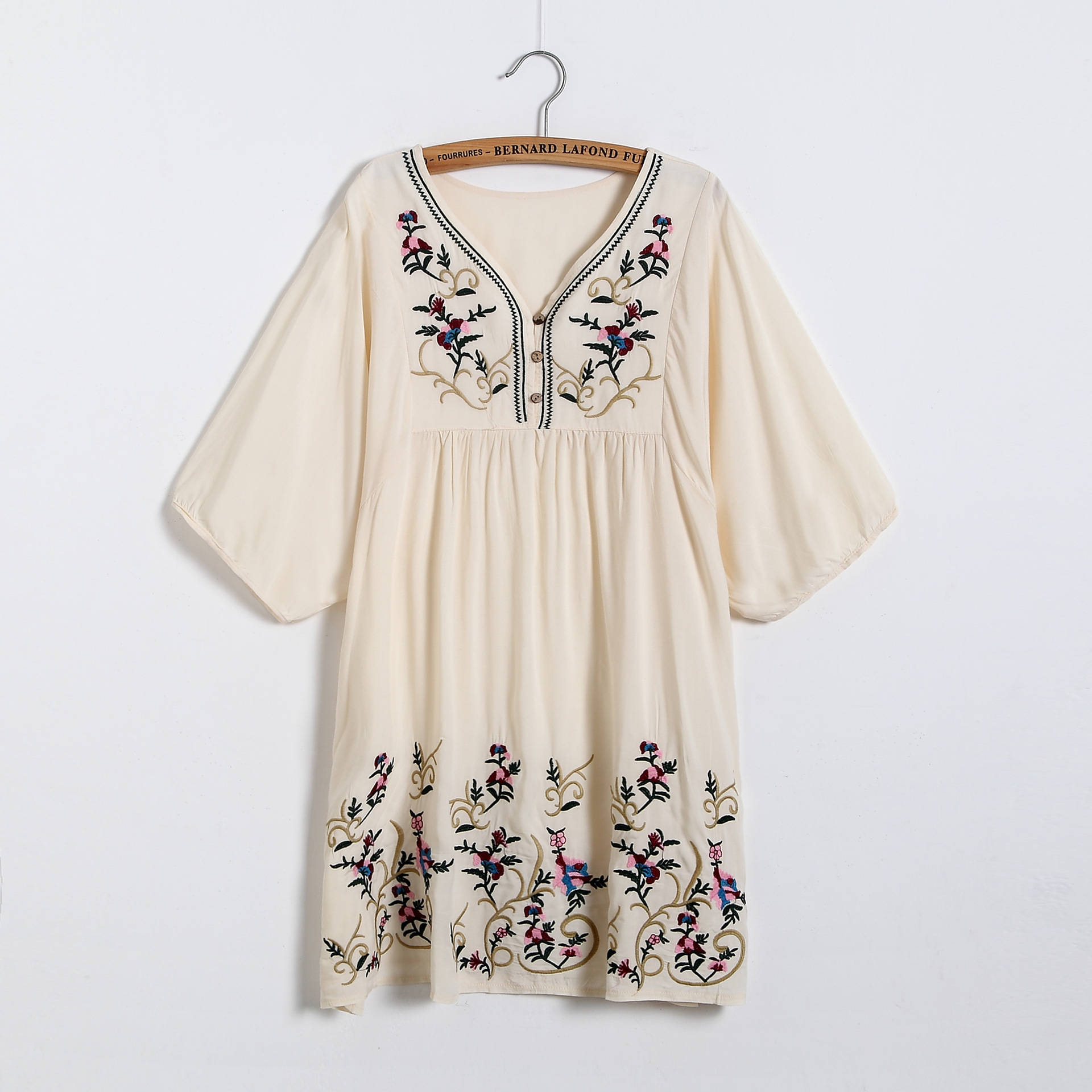 Embroidered Casual Summer Tunic Dress