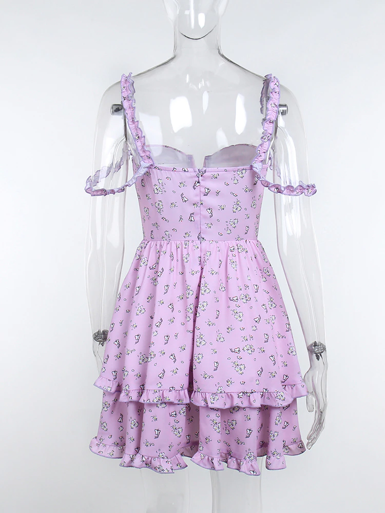 Flower Purple Mini Dress